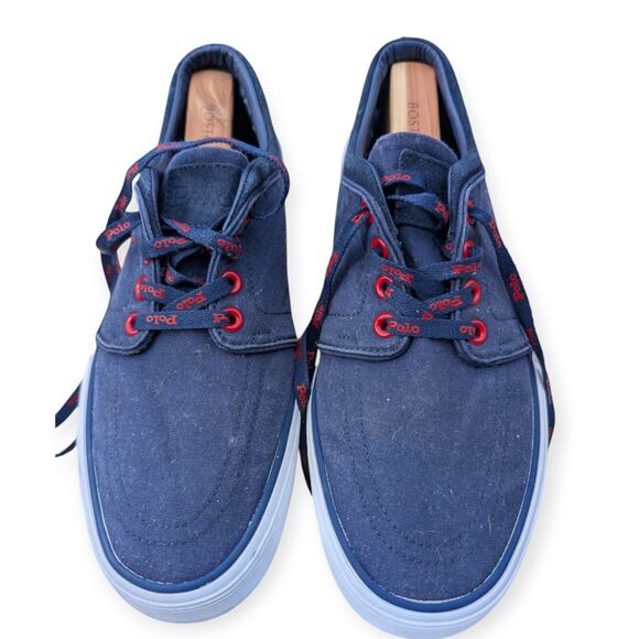 Ralph Lauren Other - Polo Ralph Lauren Faxon Men's 9.5 D Training Shoes Blue Canvas Low Top Sneakers